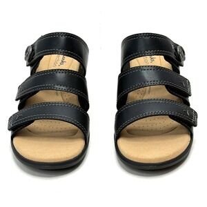 Clarks Collection Women's Emily2 Adella Block Heel Sandals Black 6.5M NWT/BOX